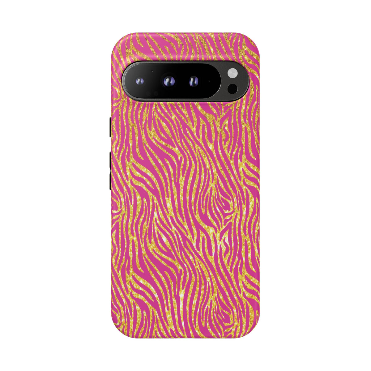 Pink Gold Zebra Print Tough Case for iPhone, Galaxy, or Google Pixel