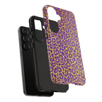 Purple Gold Leopard Tough Phone Case for iPhone, Galaxy, or Google Pixel