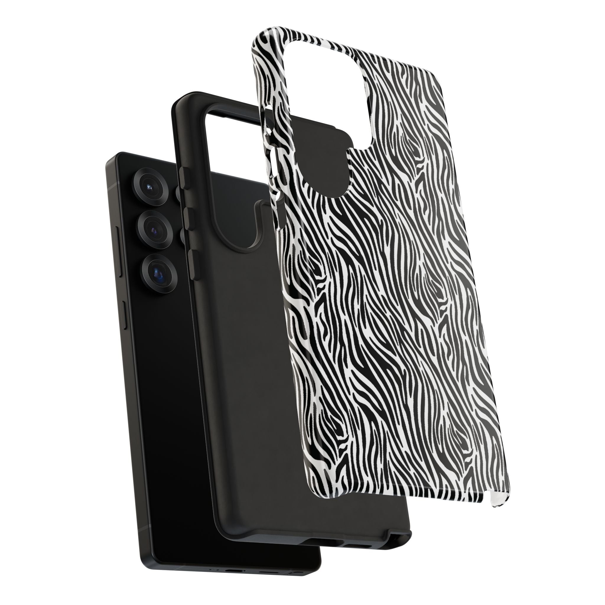 Black and White Zebra Print Tough Case iPhone, Galaxy and Google Pixel