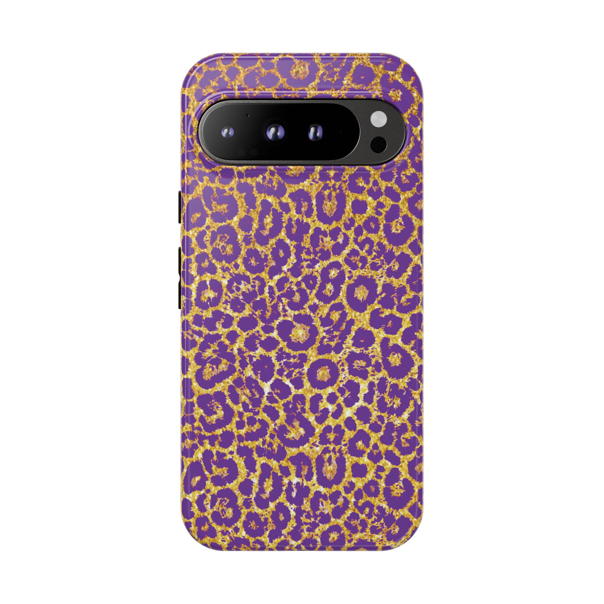 Purple Gold Leopard Tough Phone Case for iPhone, Galaxy, or Google Pixel