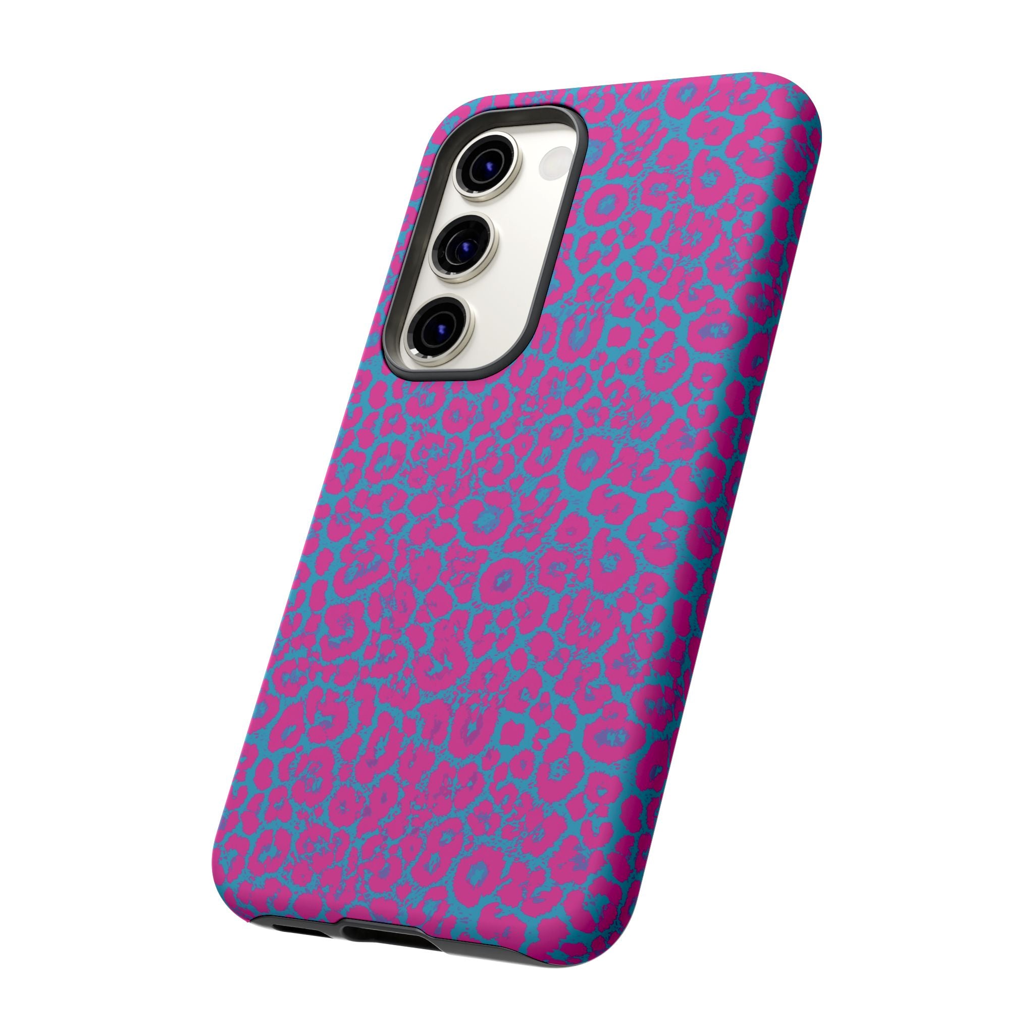 Pink Blue Leopard Tough Phone Case iPhone, Galaxy, or Google Pixel