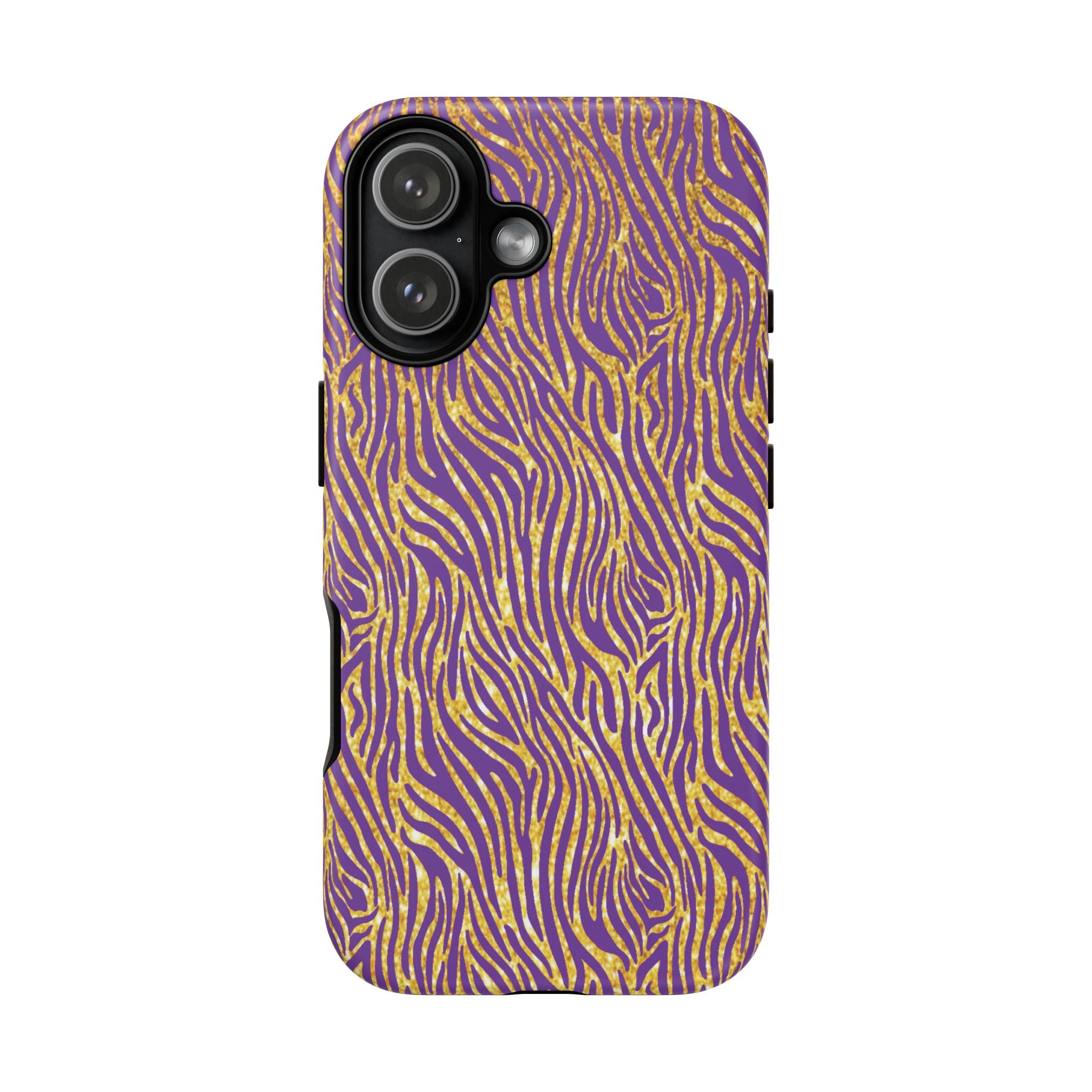 Vibrant Purple Gold Zebra Tough Phone Case iPhone, Galaxy, or Google Pixel