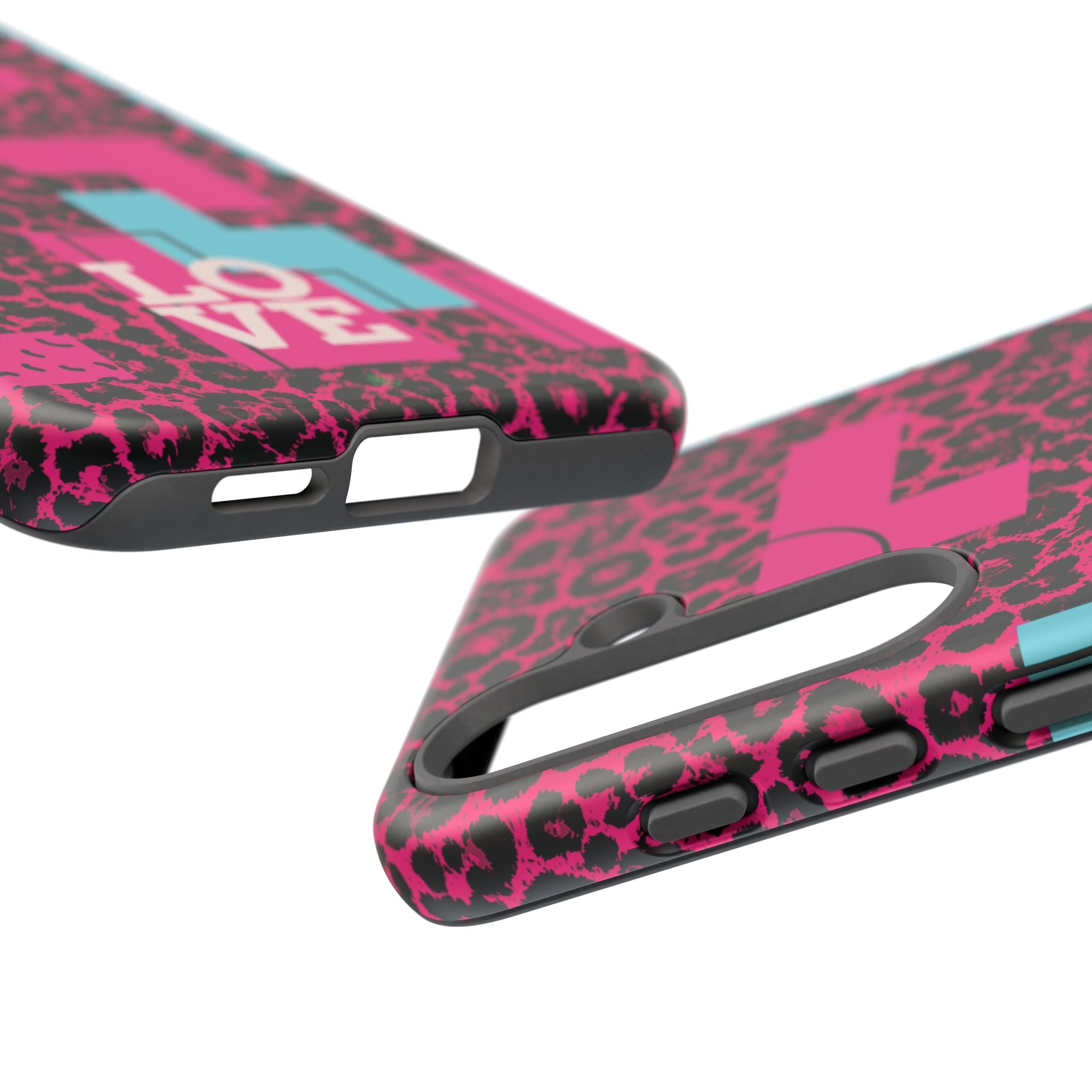 Pink Love Retro Blocks Leopard RG Tough Phone Case for iPhone, Galaxy, or Google Pixel