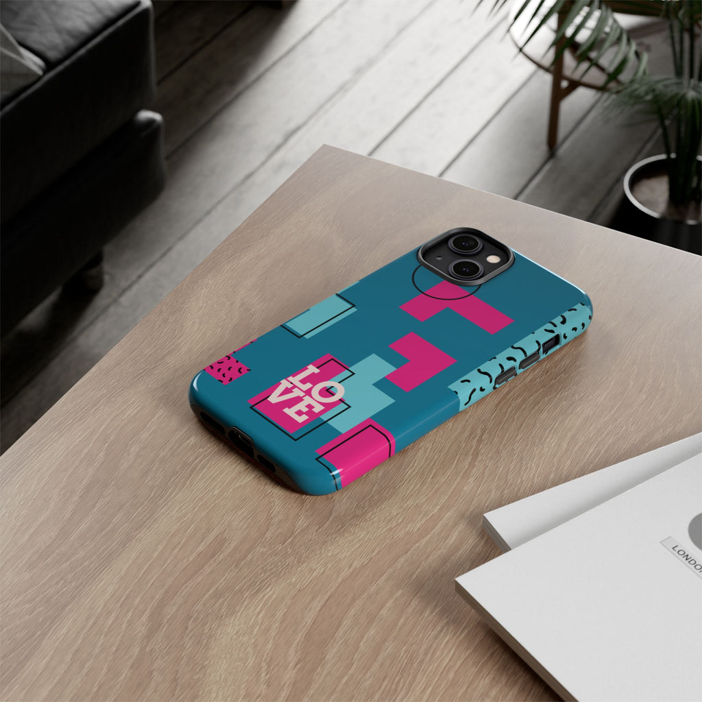 LOVE Teal Green Tough Phone Case for iPhone, Galaxy, or Google Pixel