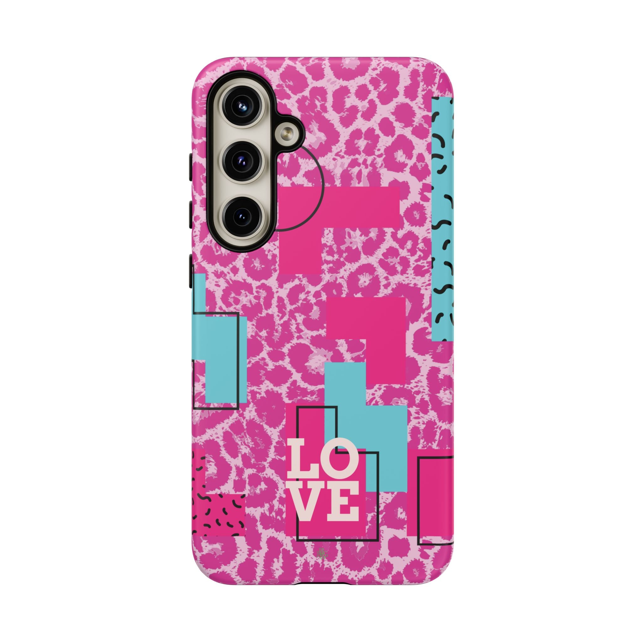 Retro Love Pink Leopard RG Tough Phone Case for iPhone, Galaxy, or Google Pixel