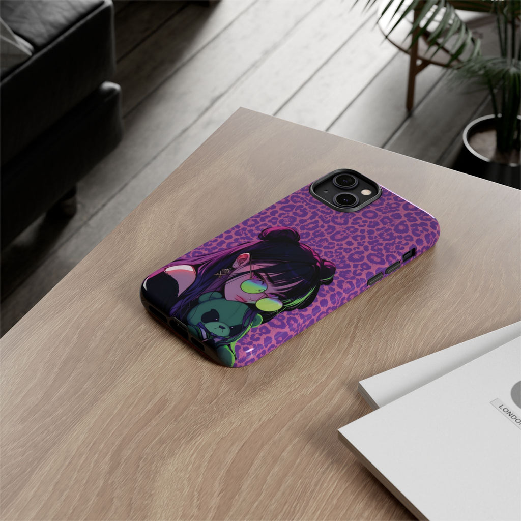 Purple Pink Leopard Kz iPhone, Galaxy and Google Tough Cases