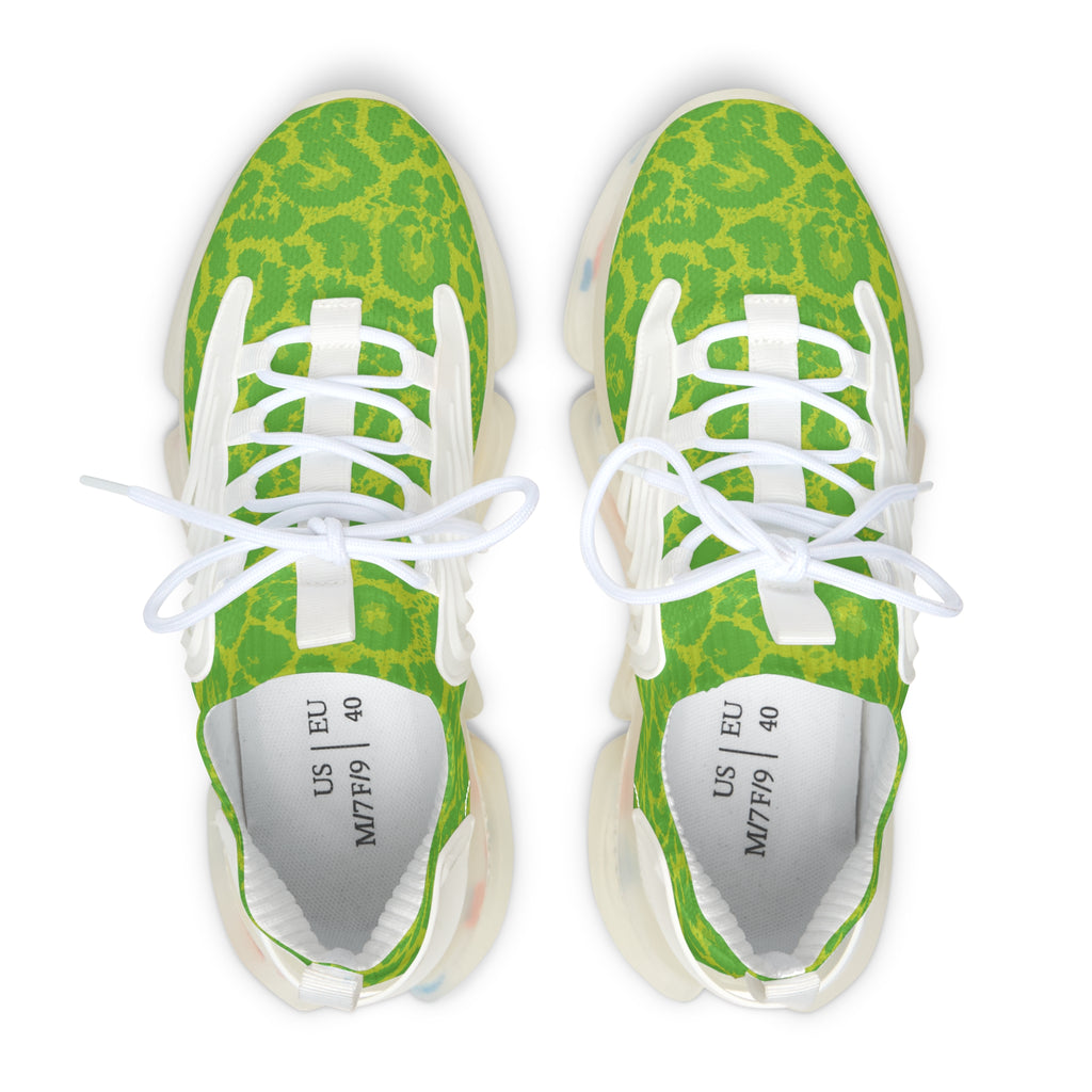 Neon Lime Leopard Women's Mesh Sneakers