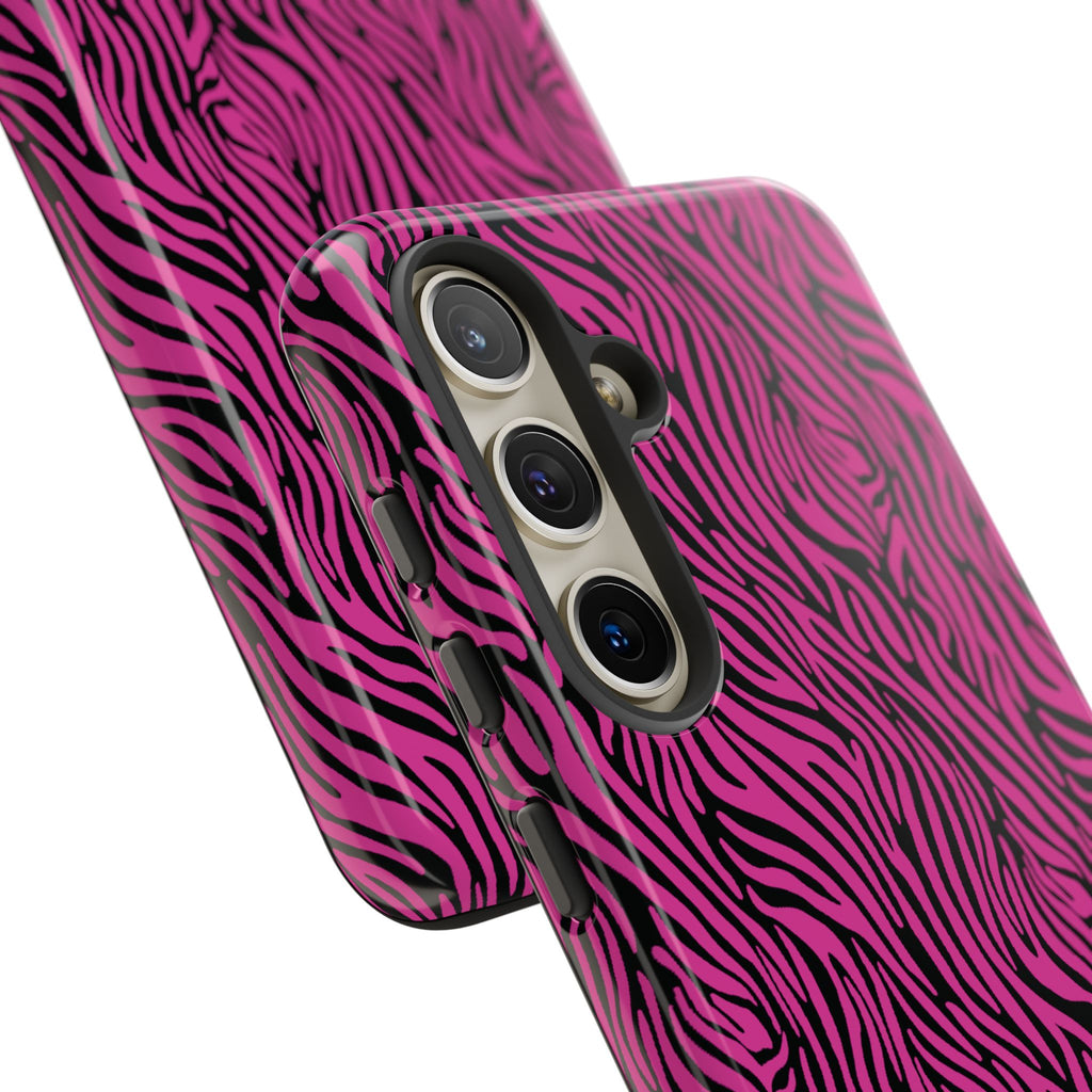 Pink Zebra Tough Phone Case for iPhone, Galaxy, or Google Pixel