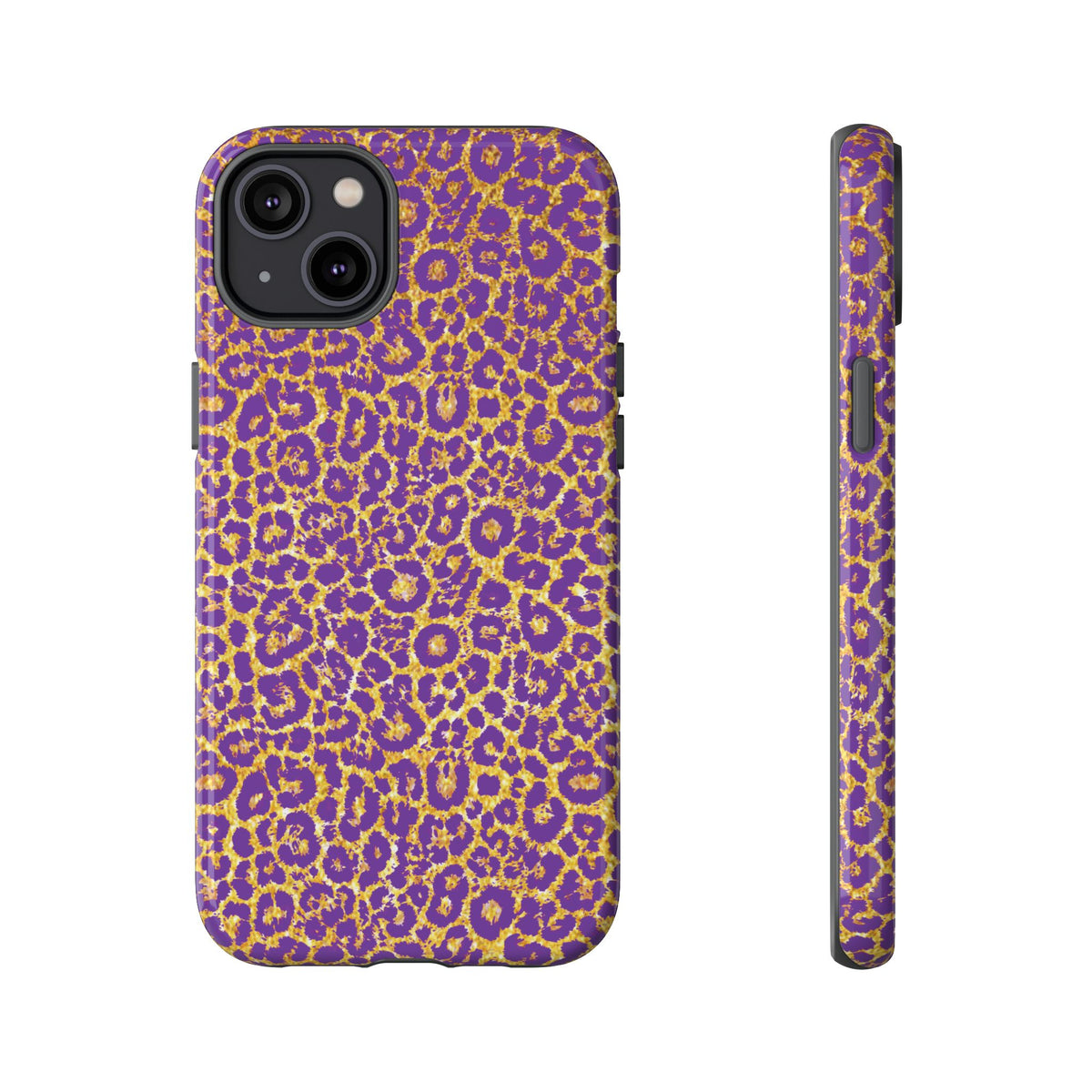 Purple Gold Leopard Tough Phone Case for iPhone, Galaxy, or Google Pixel