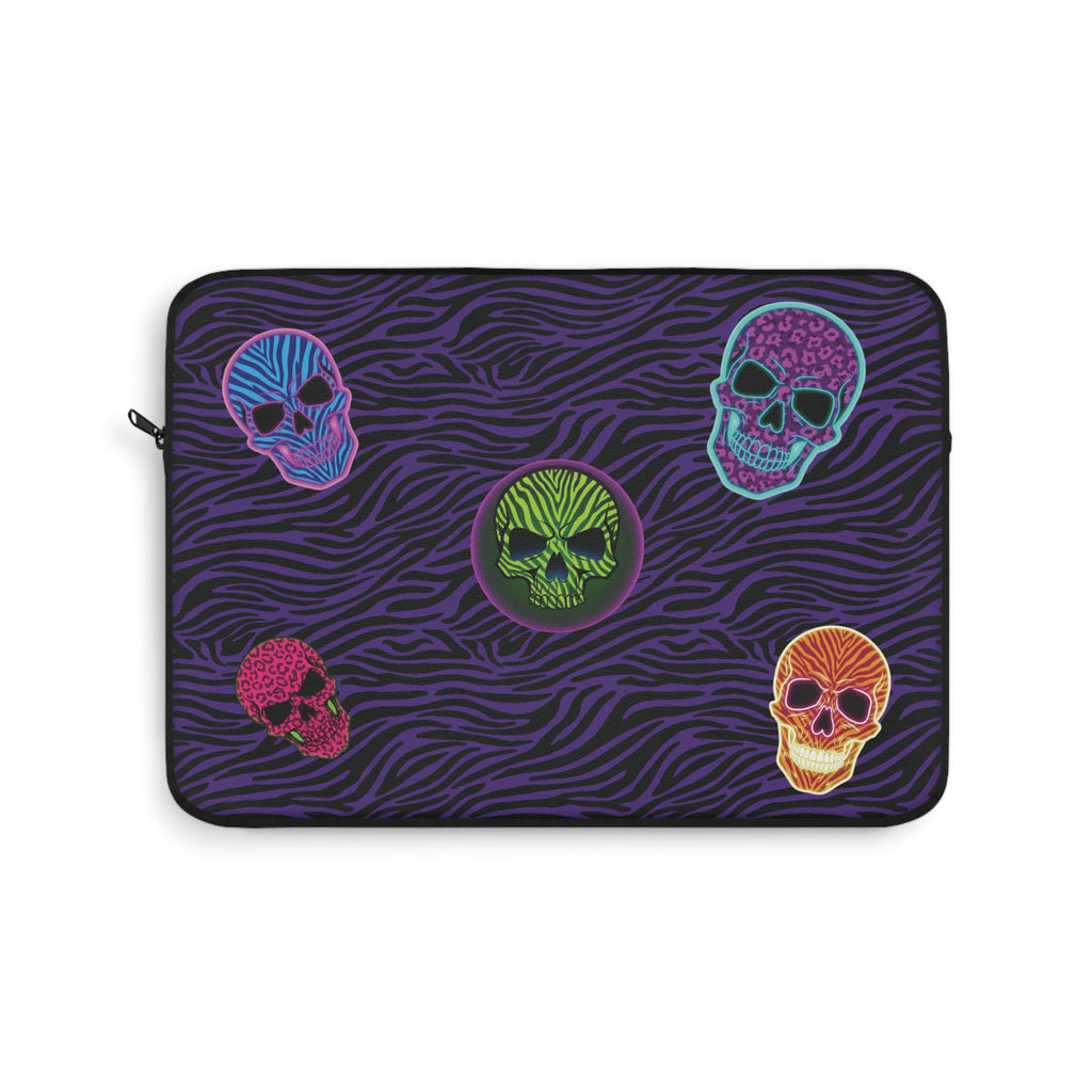Neon Skulls with Purple Zebra Print 13 inches Laptop Sleeve