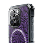 Purple Zebra Magnetic iPhone 14, 15, 16 Series Clear Impact Cases