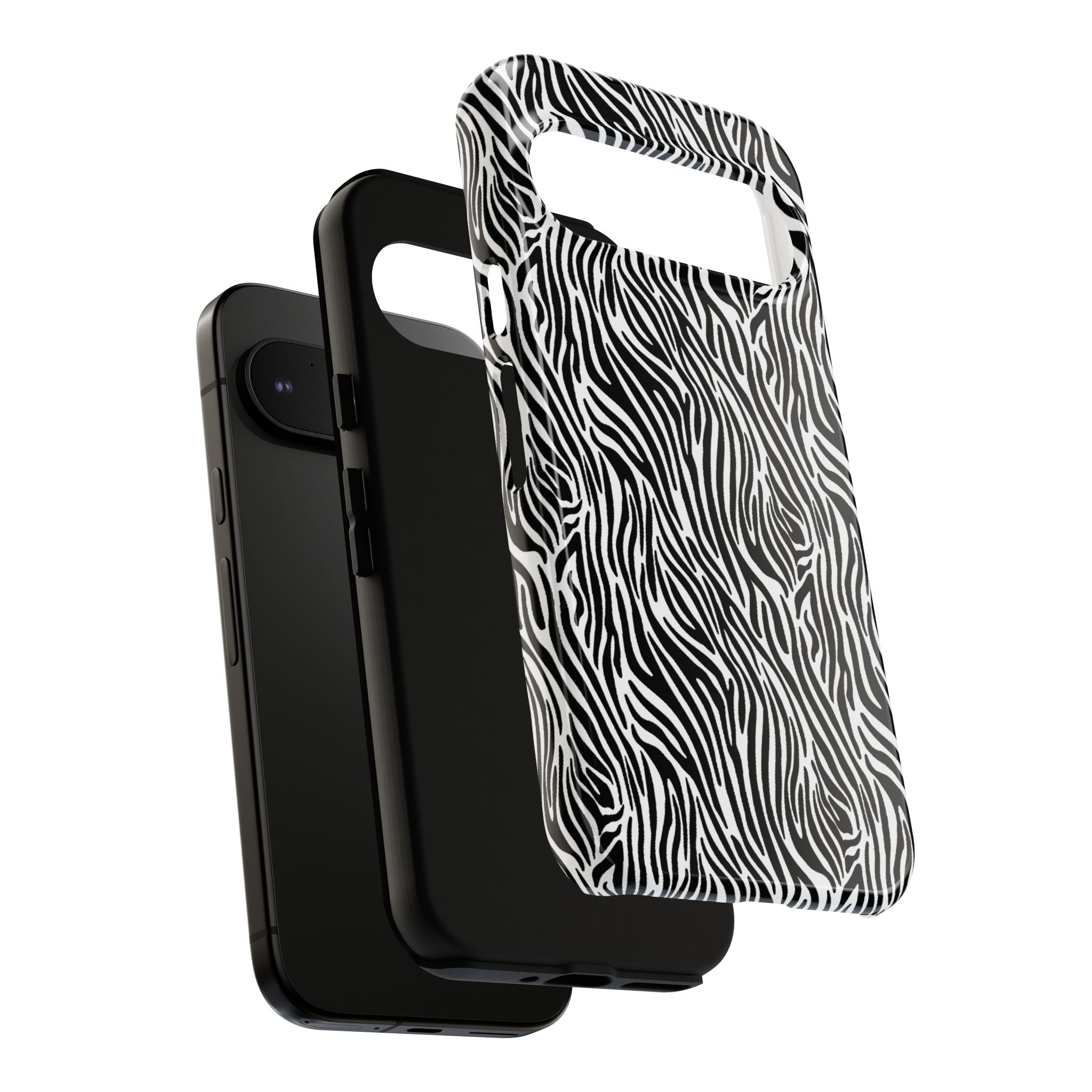 Black and White Zebra Print Tough Case iPhone, Galaxy and Google Pixel