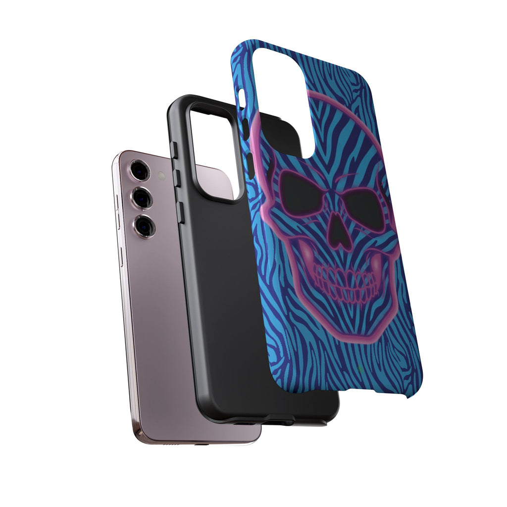Neon Zebra Skull Tough Phone Case for iPhone, Galaxy, or Google Pixel