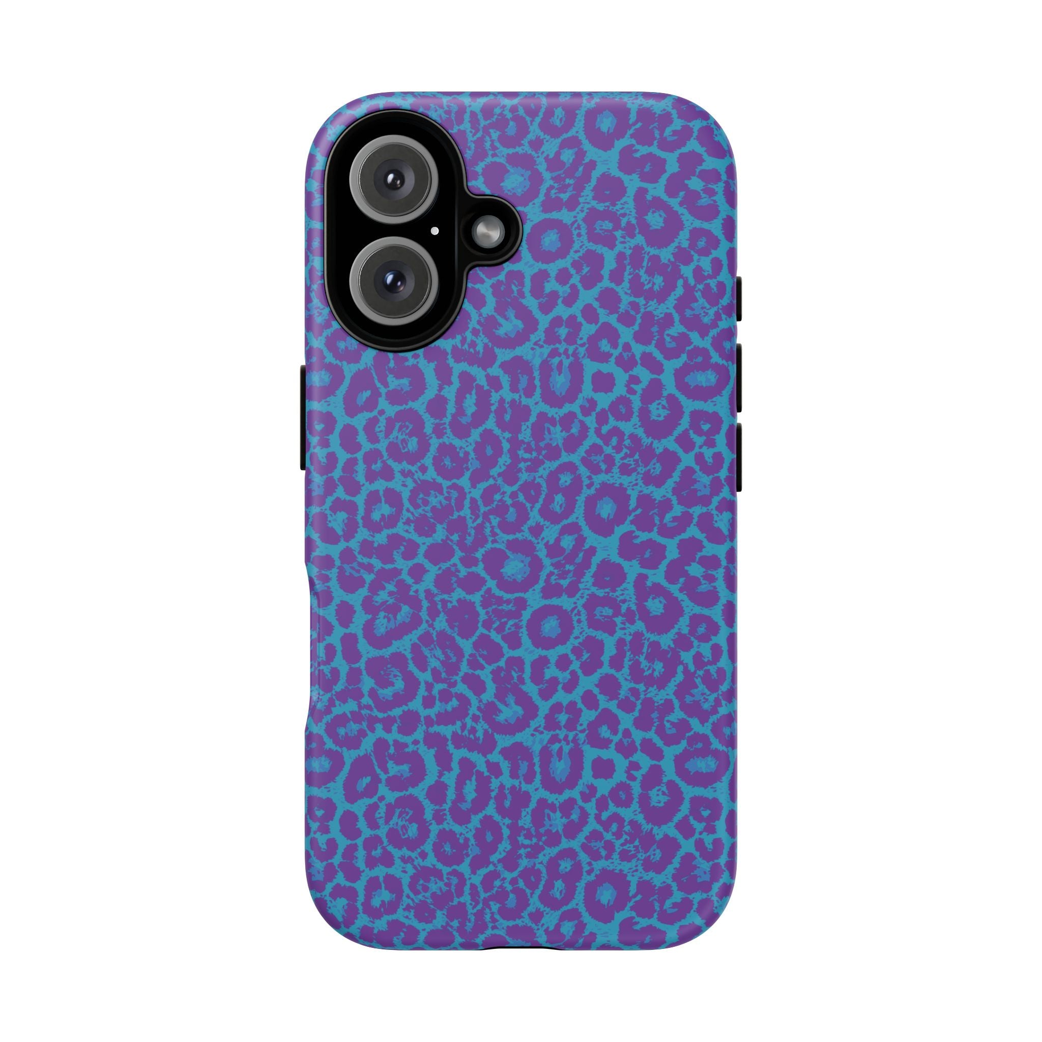 Leopard Printed Purple Blue Tough Phone Case for iPhone, Galaxy, or Google Pixel