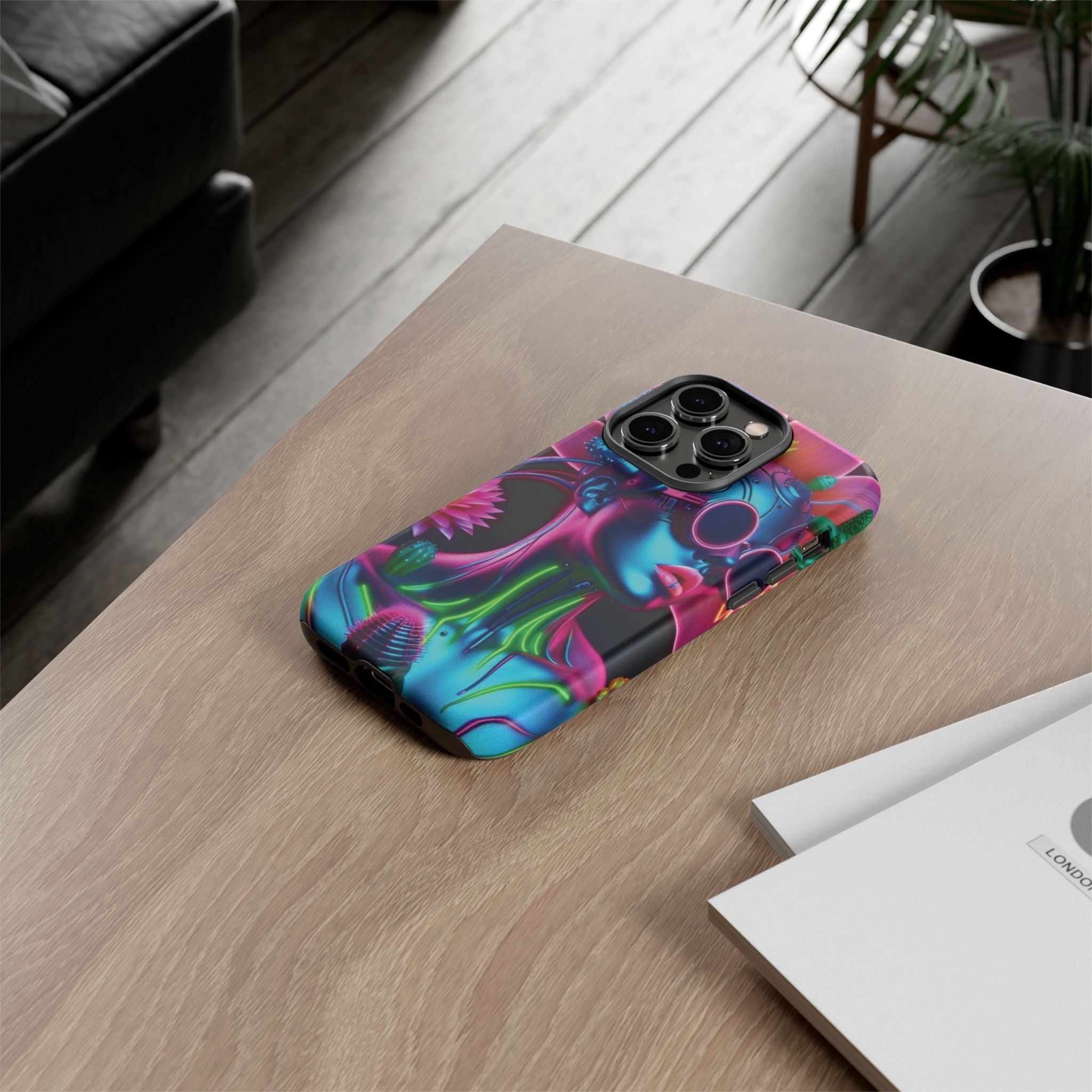 Neon Androgen Cactus Flower Tough Phone Case for iPhone, Galaxy, or Google Pixel
