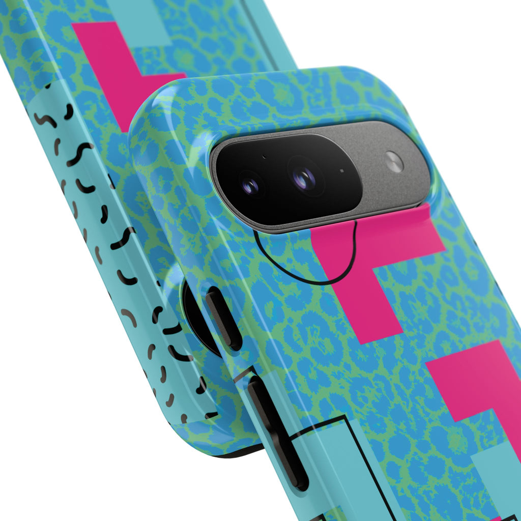 LOVE Aqua Blue Leopard RG Tough Phone Case iPhone, Galaxy, or Google Pixel