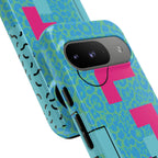 LOVE Aqua Blue Leopard RG Tough Phone Case iPhone, Galaxy, or Google Pixel