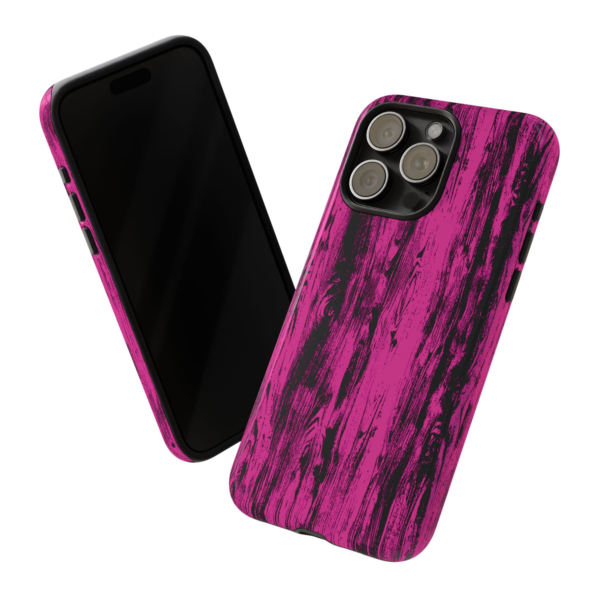 Hot Pink wood print Design Tough Phone Case for iPhone, Galaxy, or Google Pixel