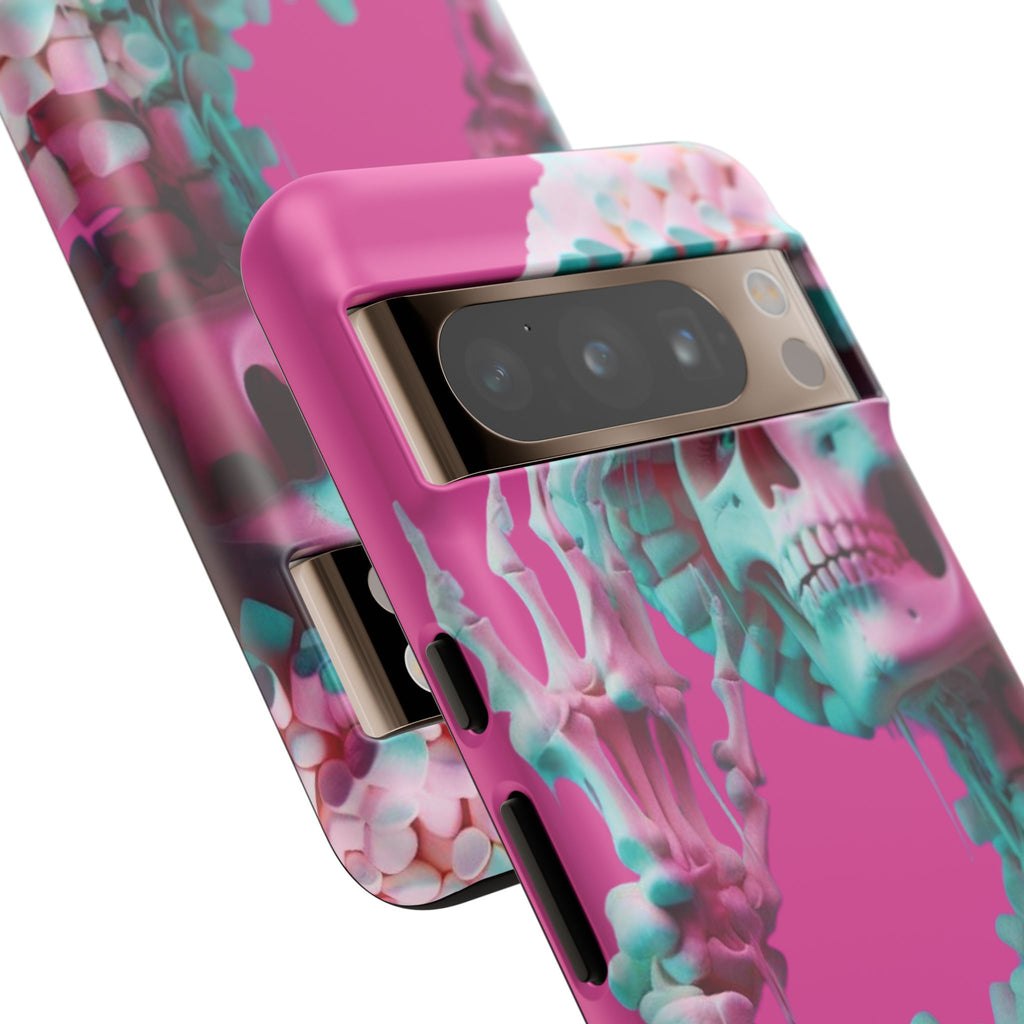 Neon Pink Skeleton Tough Phone Case for iPhone, Galaxy and Google Pixel