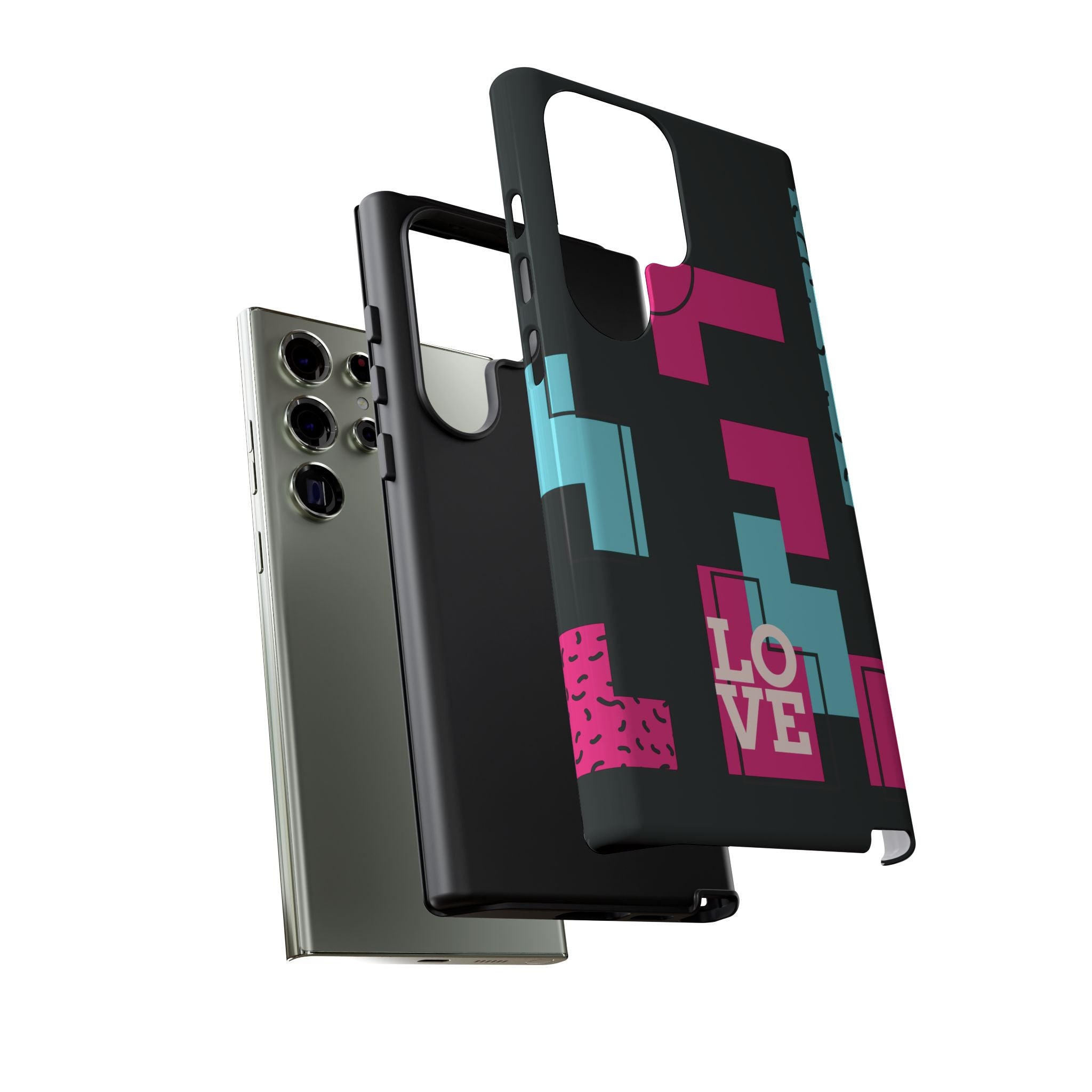 Retro Blocks LOVE Tough Case for iPhone, Galaxy or Google Pixel