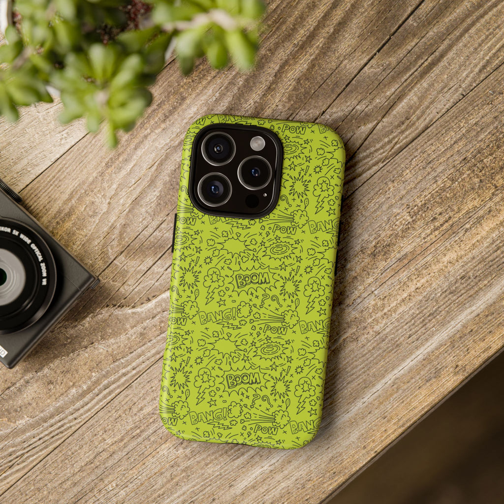 Neon Lime Wow Tough Case for iPhone, Galaxy, or Google Pixel