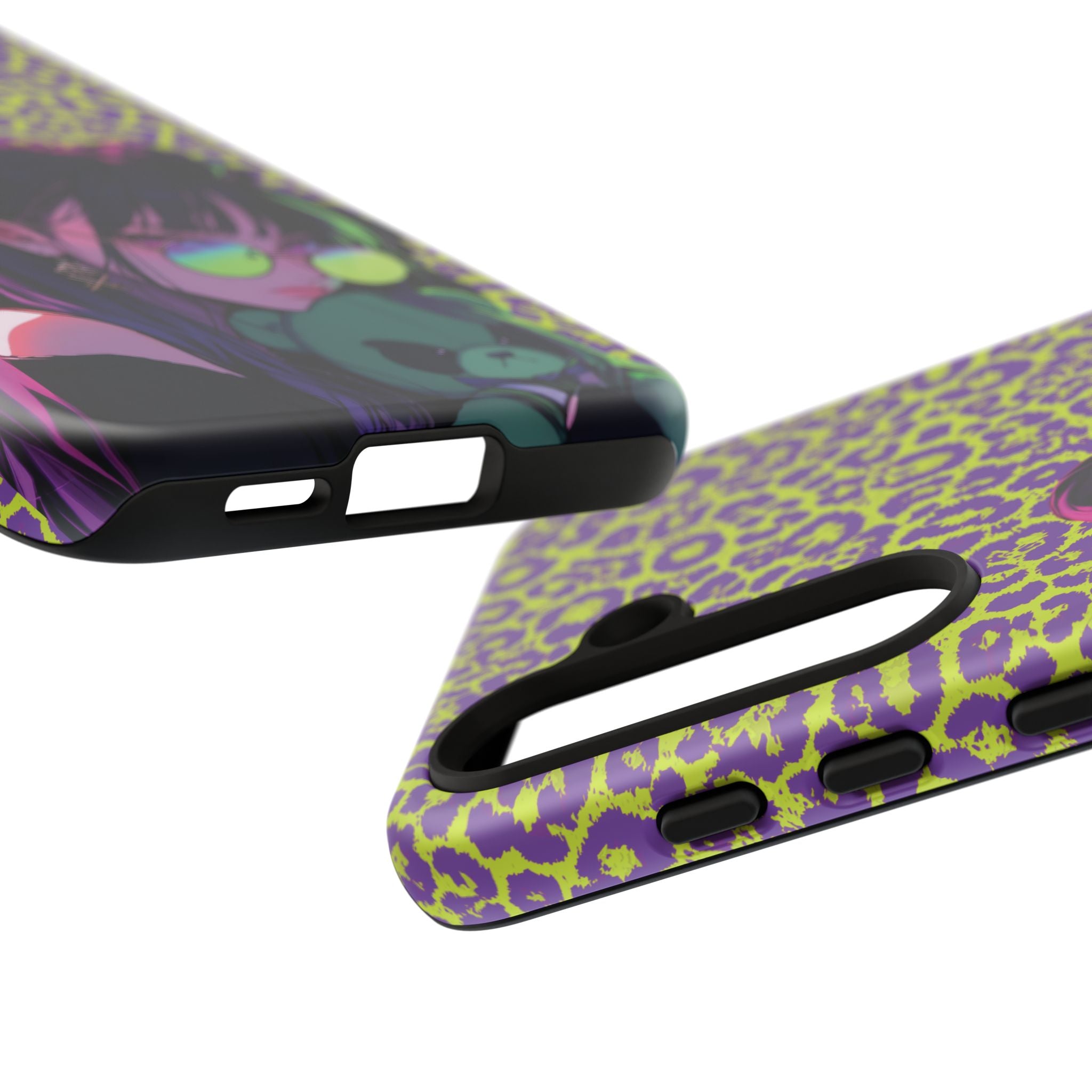 Purple Neon Lime Leopard Kz Tough Case for iPhone, Galaxy, or Google Pixel