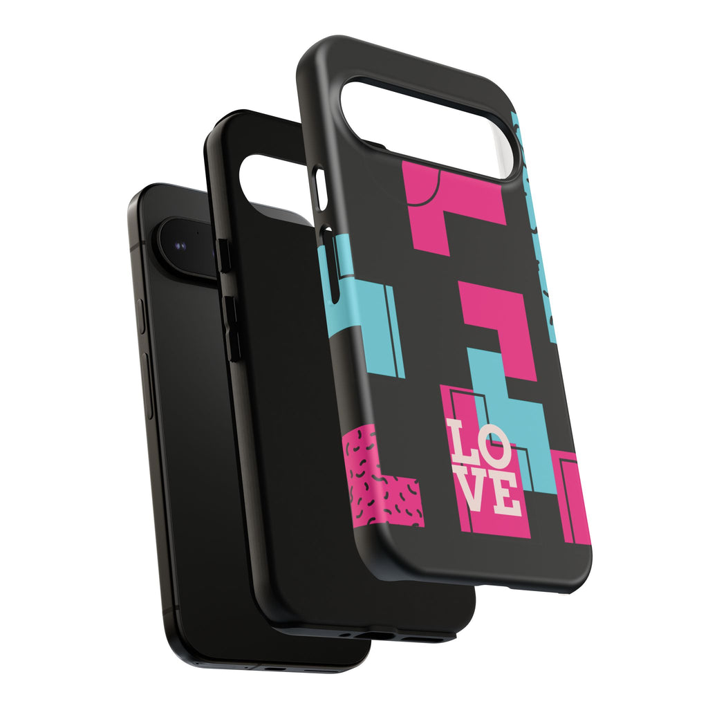 Retro Blocks LOVE Tough Case for iPhone, Galaxy or Google Pixel