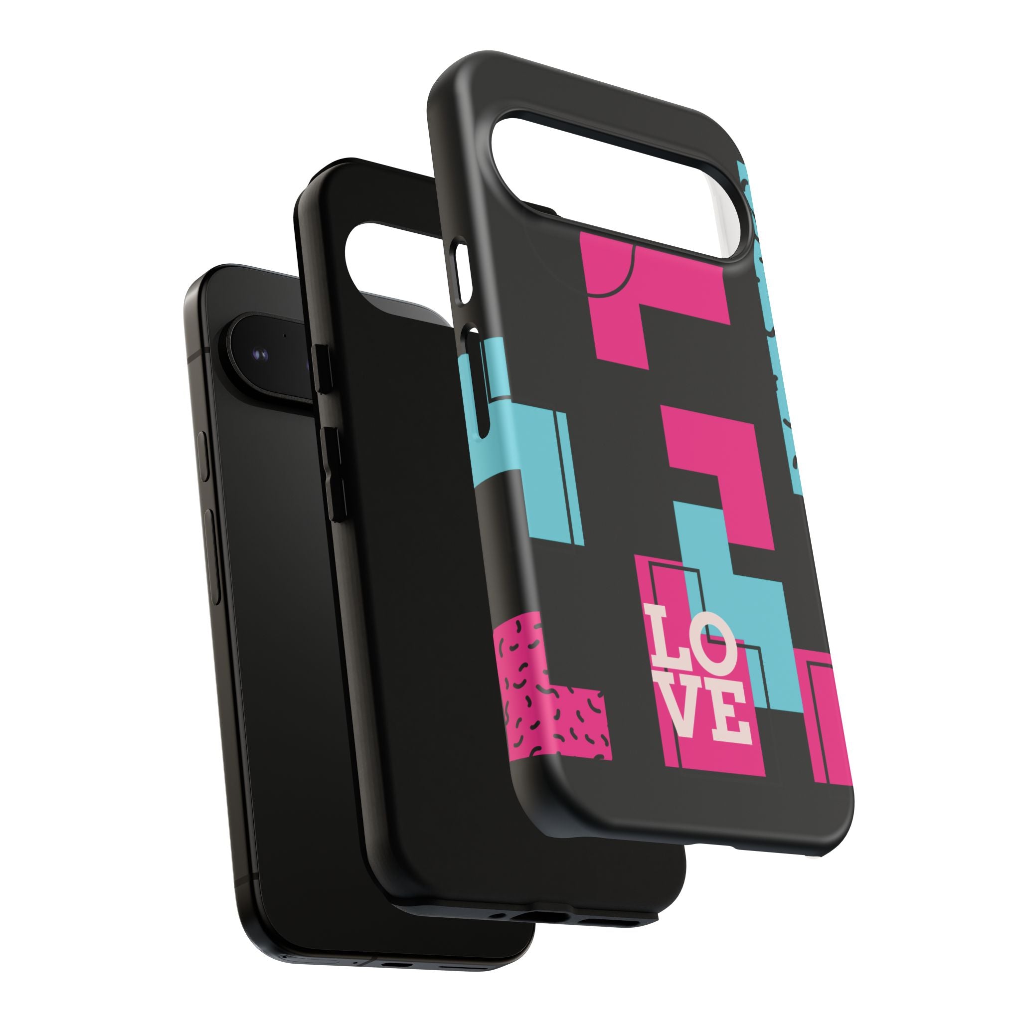 Retro Blocks LOVE Tough Case for iPhone, Galaxy or Google Pixel