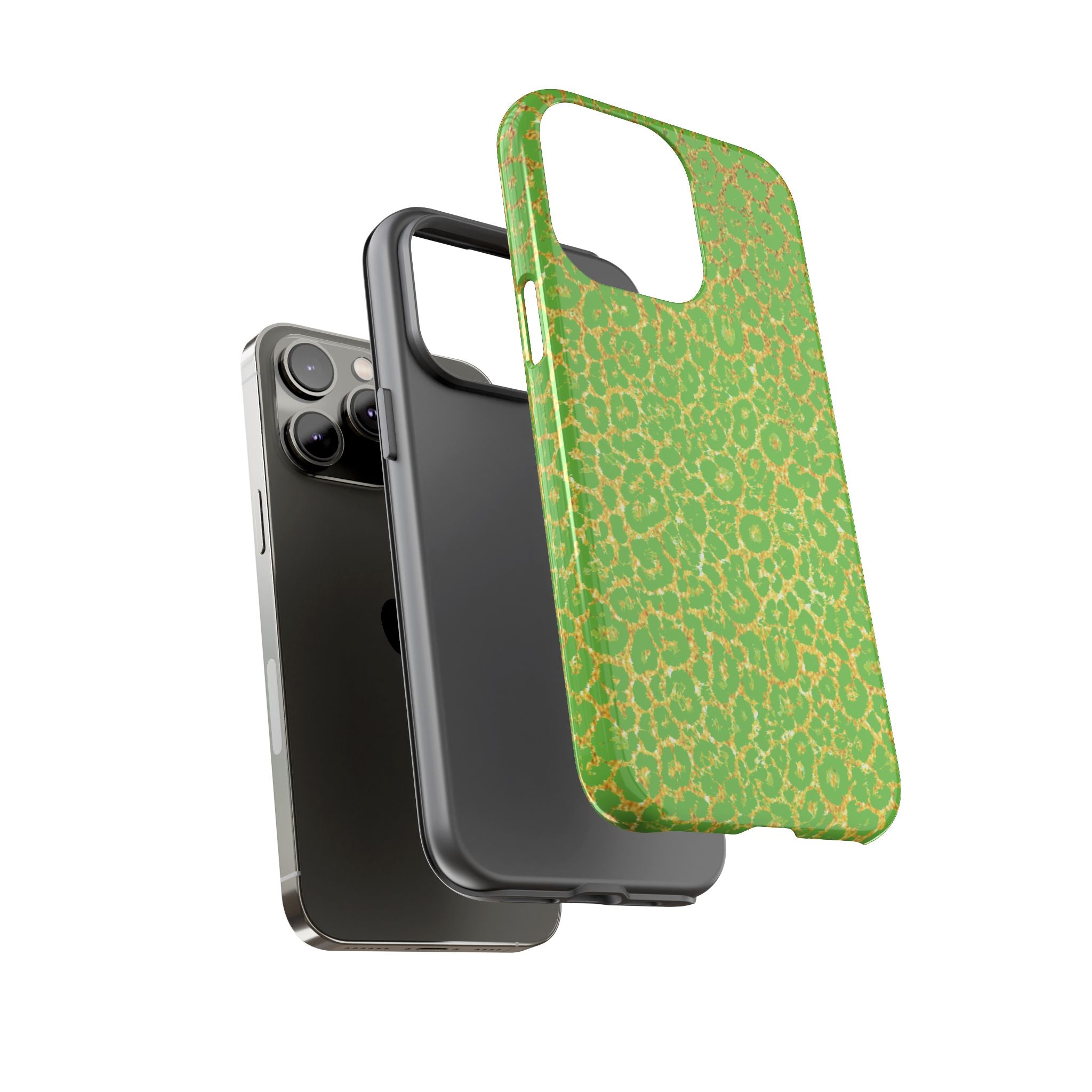 Neon Green Gold Leopard Tough Phone Case iPhone, Galaxy, or Google Pixel