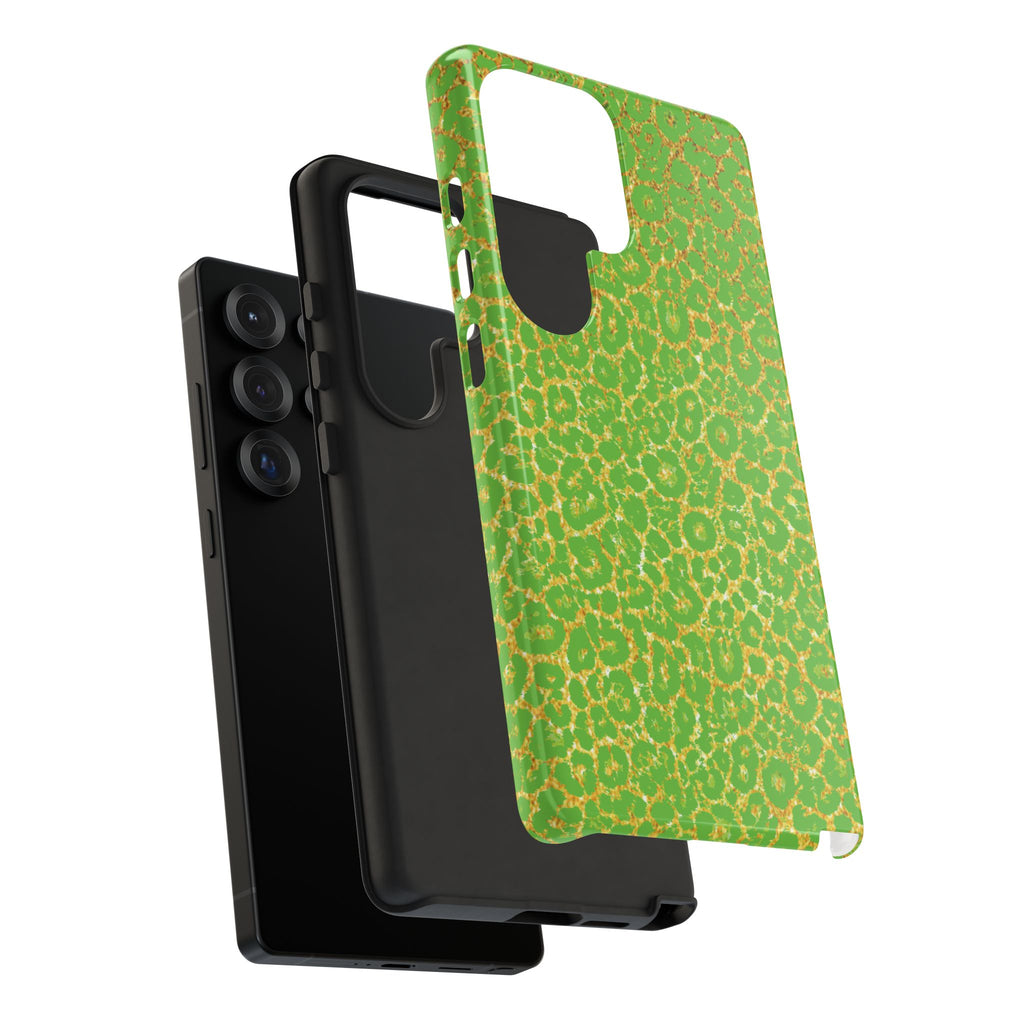 Neon Green Gold Leopard Tough Phone Case iPhone, Galaxy, or Google Pixel