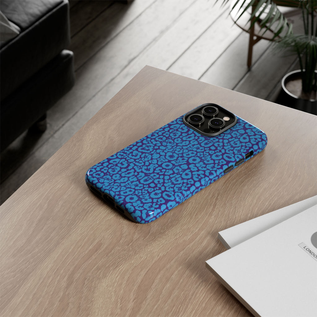 Blue Purple Leopard Tough Phone Case iPhone, Galaxy, or Google Pixel