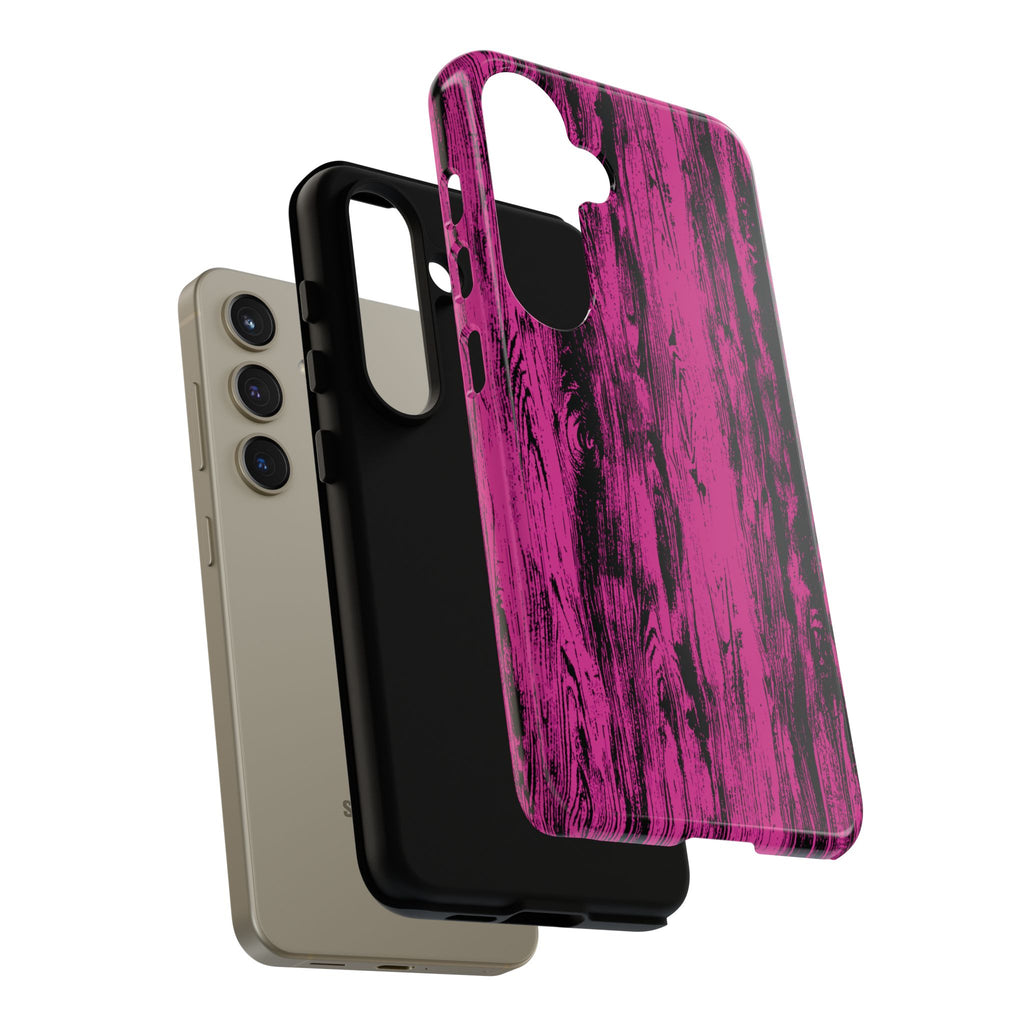 Hot Pink wood print Design Tough Phone Case for iPhone, Galaxy, or Google Pixel