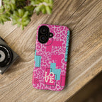 Retro Love Pink Leopard RG Tough Phone Case for iPhone, Galaxy, or Google Pixel