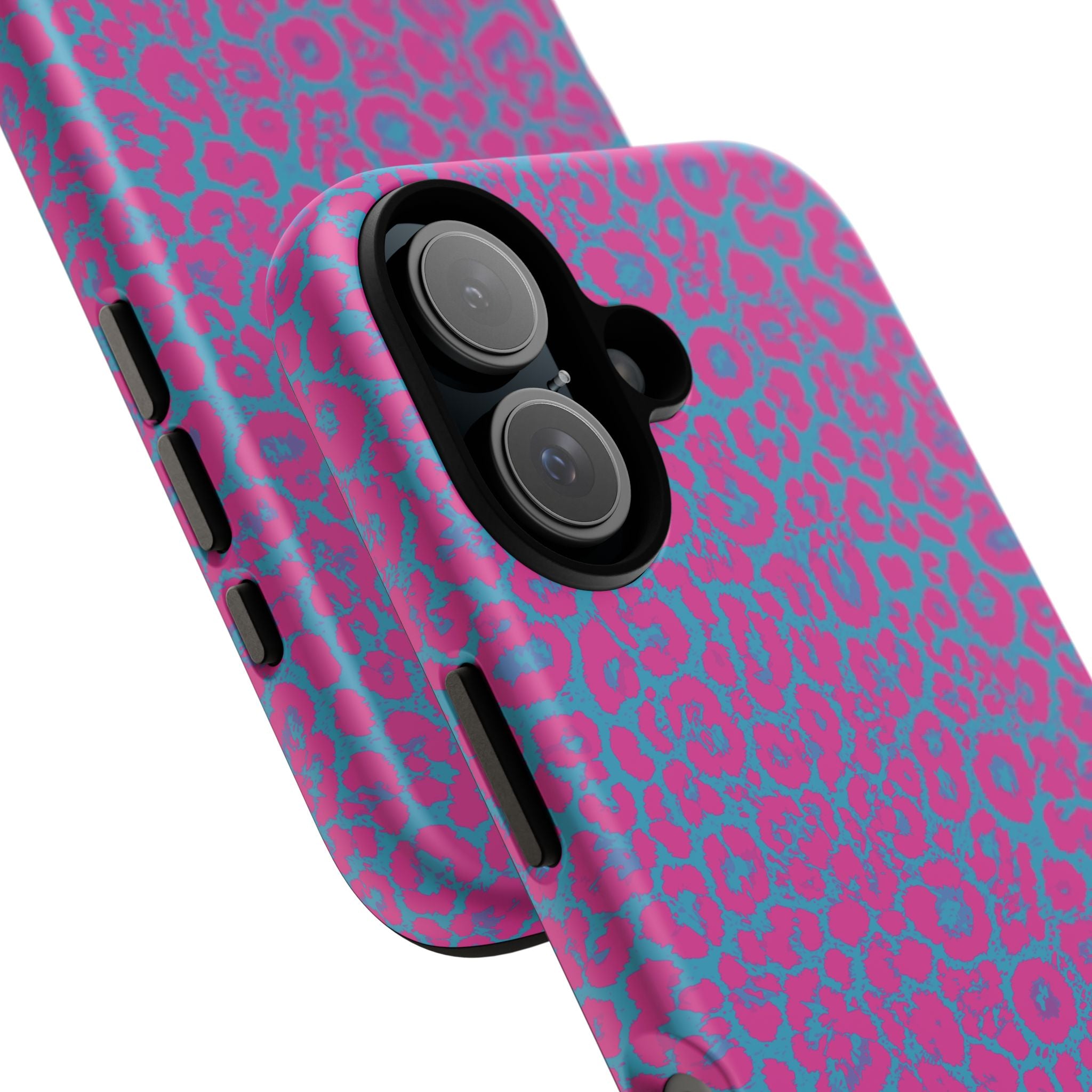 Pink Blue Leopard Tough Phone Case iPhone, Galaxy, or Google Pixel