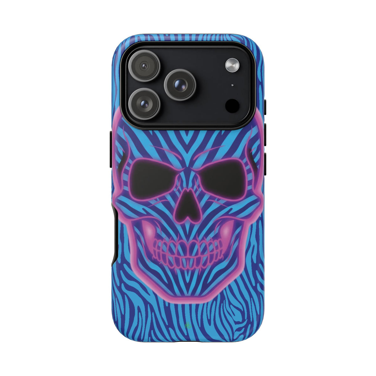 Neon Zebra Skull Tough Phone Case for iPhone, Galaxy, or Google Pixel