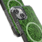 Neon Green Zebra Magnetic iPhone 14, 15, 16 Series Clear Impact Cases