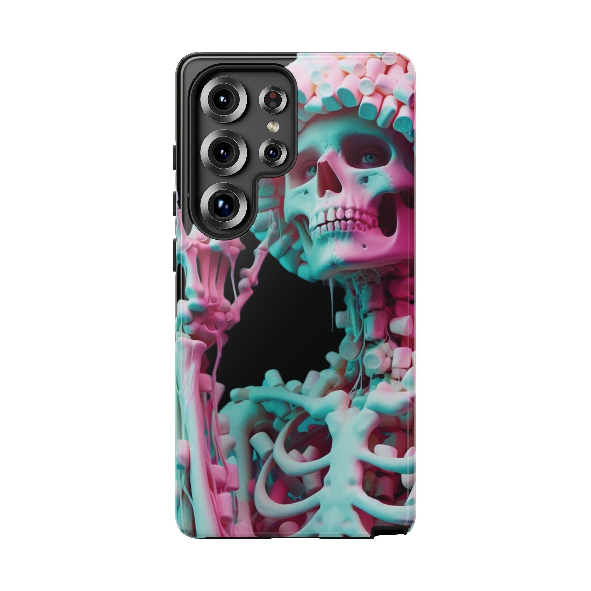 Neon Pink Skeleton (Black) Tough Phone Case for iPhone, Galaxy, or Google Pixel
