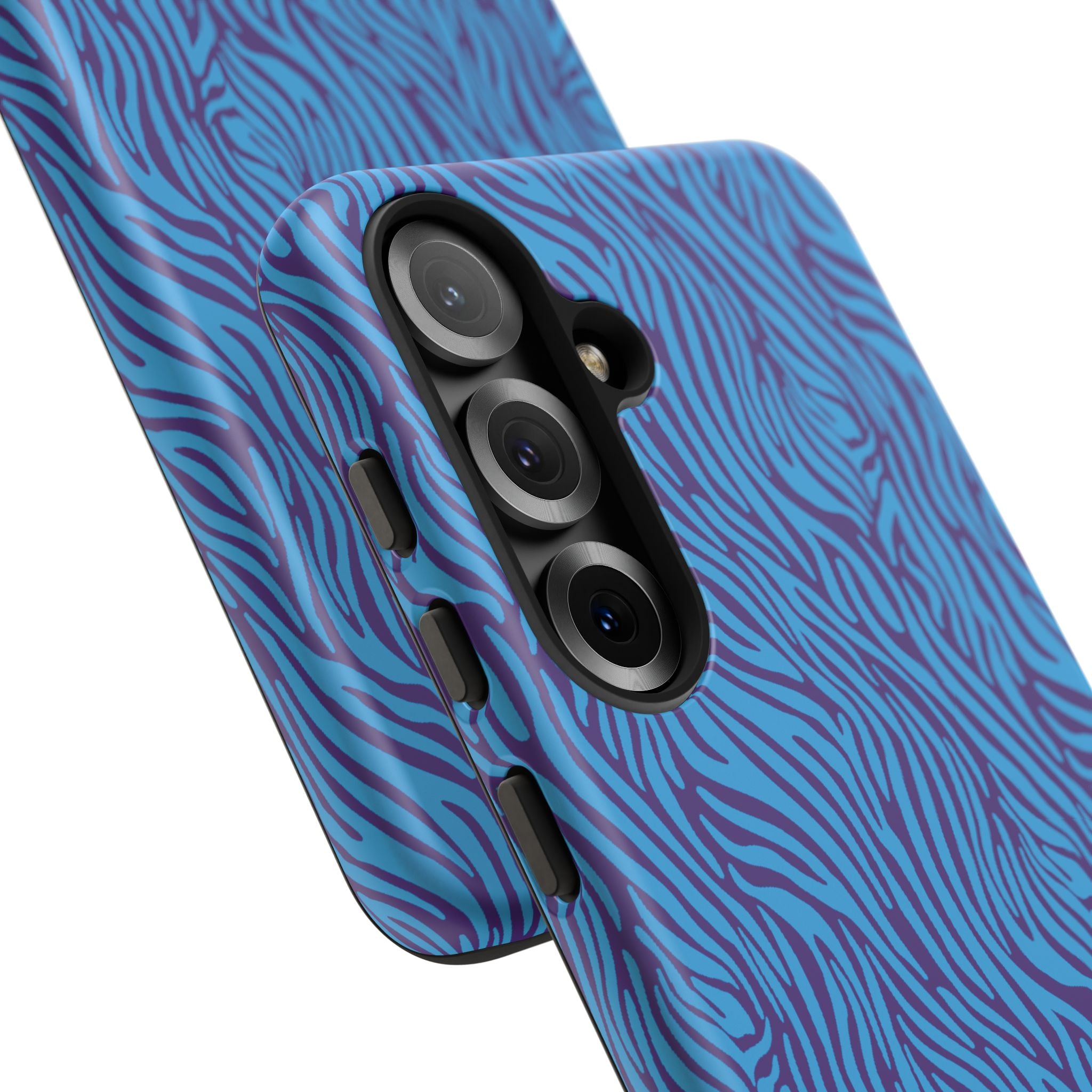 Zebra Print Blue and Purple Tough Case for iPhone, Galaxy or Google Pixel