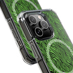 Neon Green Zebra Magnetic iPhone 14, 15, 16 Series Clear Impact Cases