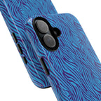 Zebra Print Blue and Purple Tough Case for iPhone, Galaxy or Google Pixel