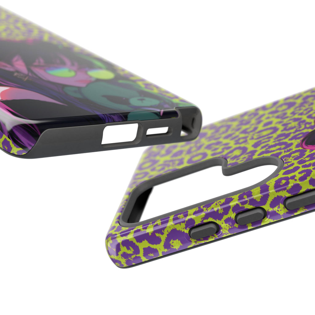 Purple Neon Lime Leopard Kz Tough Case for iPhone, Galaxy, or Google Pixel