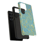 Blue Gold Zebra Tough Case for iPhone, Galaxy, or Google Pixel