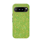 Neon Green Gold Zebra Tough Phone Case for iPhone, Galaxy, or Google Pixel