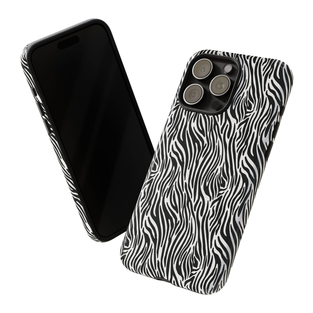 Black and White Zebra Print Tough Case iPhone, Galaxy and Google Pixel