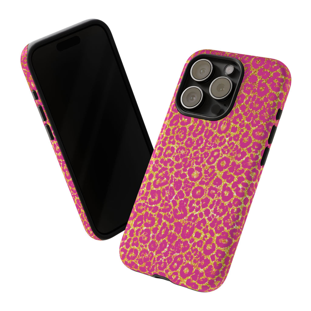 Pink Gold Leopard Tough Case for iPhone, Galaxy, or Google Pixel