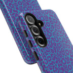 Leopard Printed Purple Blue Tough Phone Case for iPhone, Galaxy, or Google Pixel