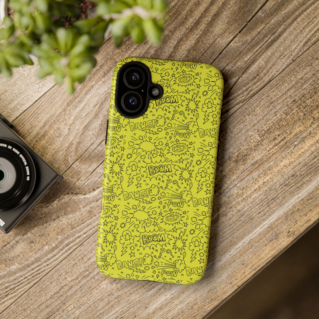 Neon Yellow Wow RG Tough Phone Case for iPhone, Galaxy, or Google Pixel