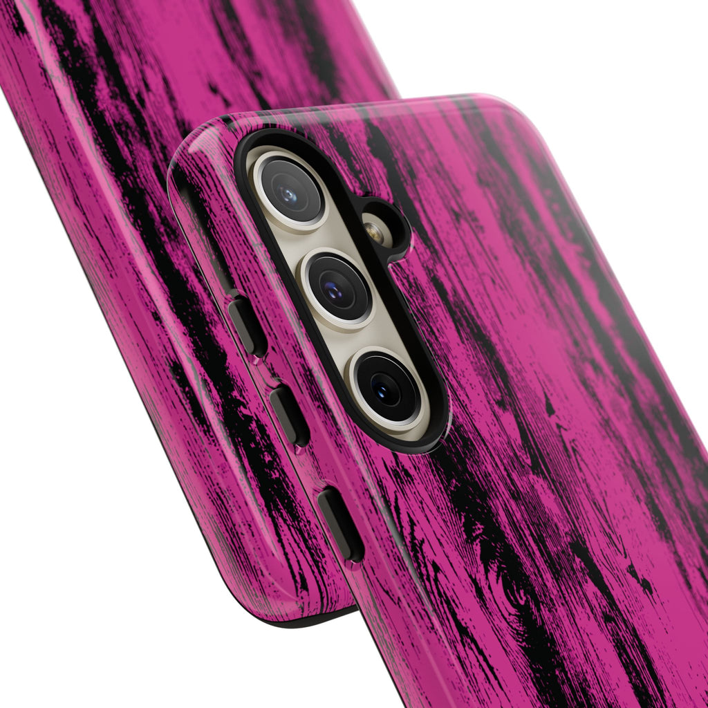 Hot Pink wood print Design Tough Phone Case for iPhone, Galaxy, or Google Pixel