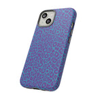 Leopard Printed Purple Blue Tough Phone Case for iPhone, Galaxy, or Google Pixel