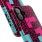 Pink Love Retro Blocks Leopard RG Tough Phone Case for iPhone, Galaxy, or Google Pixel